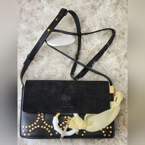 $1790 Brand New 100% Authentic Chloe Faye Crossbody Women Bag in Black Suede